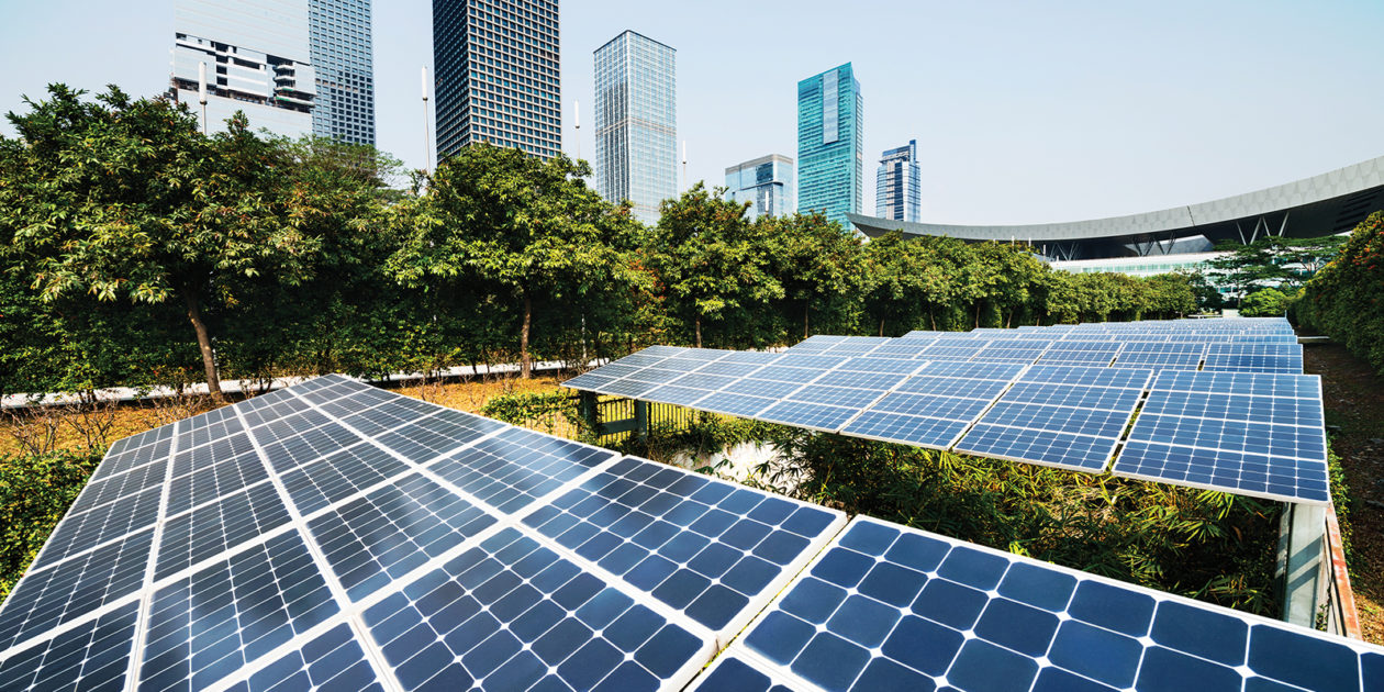 Solar panels in the city