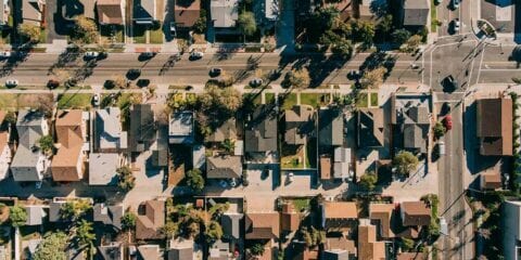 Aerial shot of a suburb